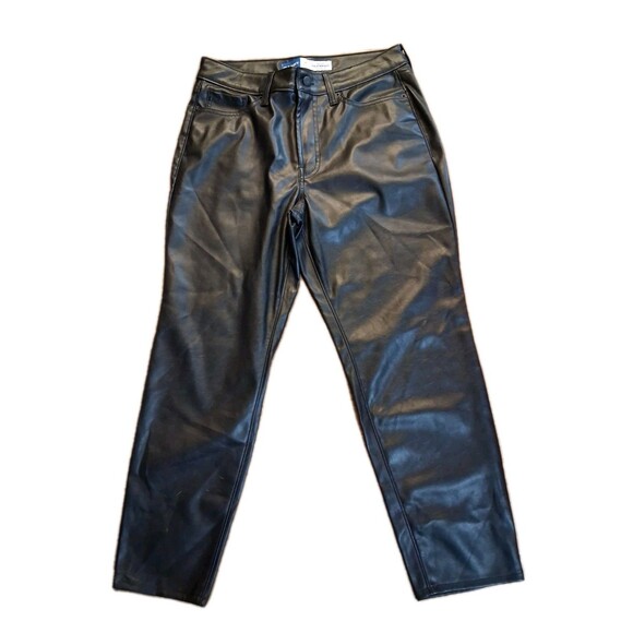 Women's Old Navy Faux Leather High Rise OG Straight Ankle Jeans Size 8P Petite - Picture 1 of 4
